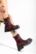Ayakkabı Aşkı 02-2004 Bordo Luna Toka Aksesuarlı Lastikli Günlük Kadın Bot