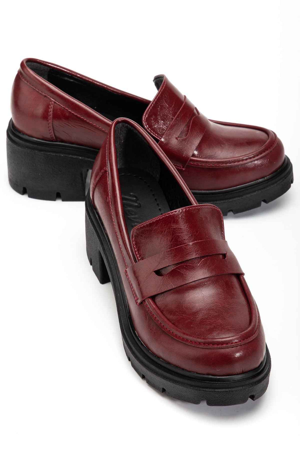 Ayakkabı Aşkı 746-759 Bordo Yanki Yüksek Tabanlı Loafer Ayakkabı