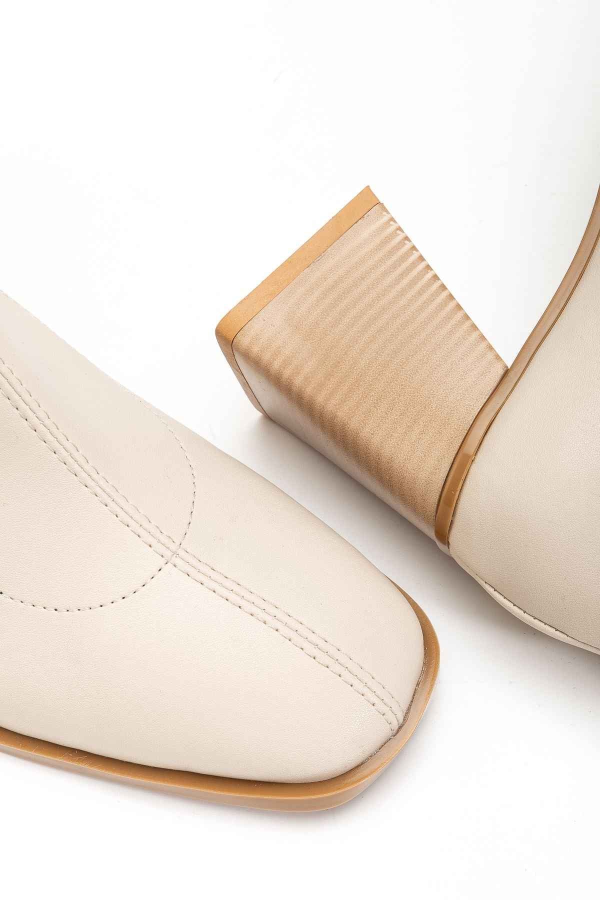 Ayakkabı Aşkı Hc-2700 Bej Topuklu Fermuarlı Kadın Bot