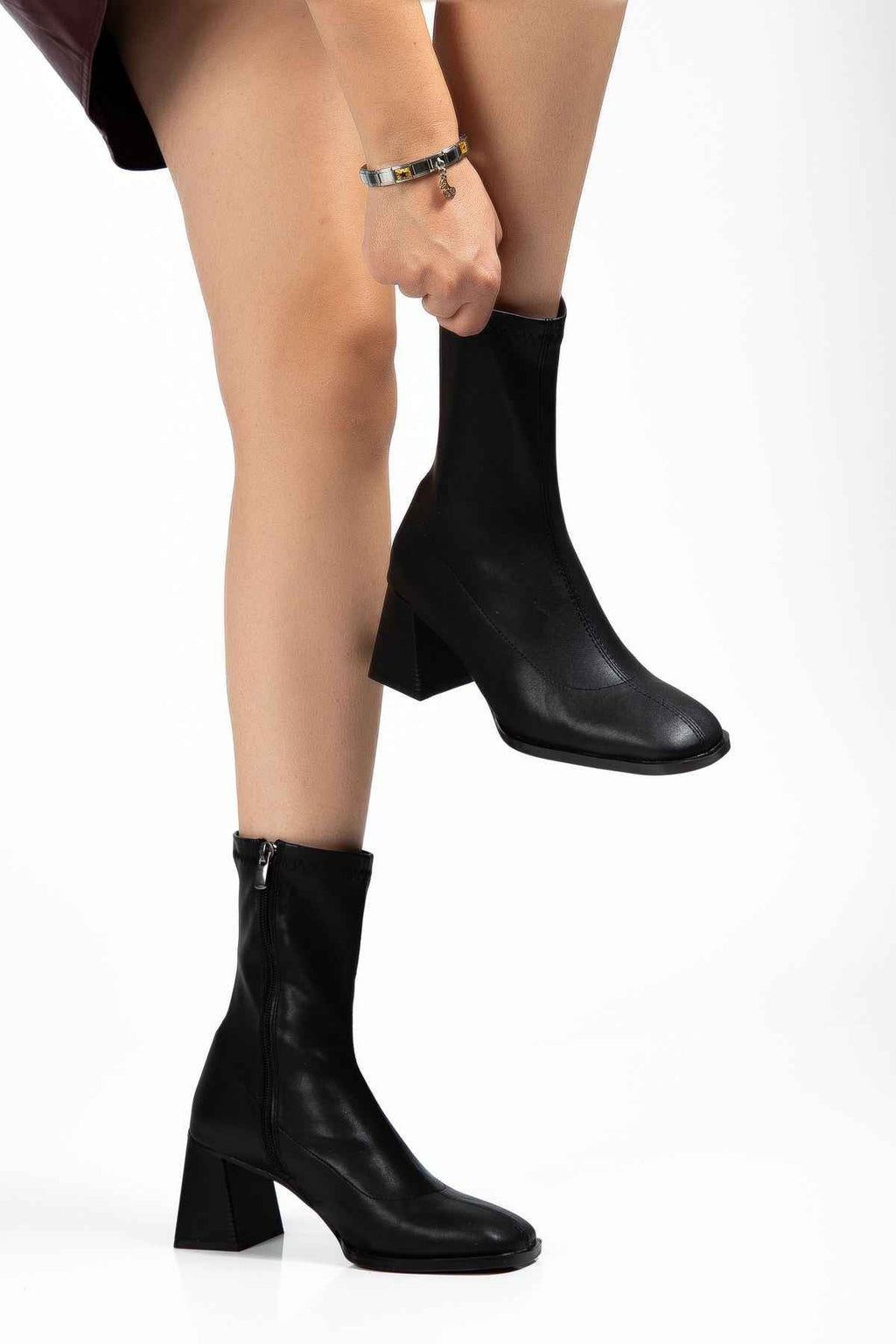 Ayakkabı Aşkı Hc-2700 Siyah Streç Topuklu Fermuarlı Günlük Kadın Bot