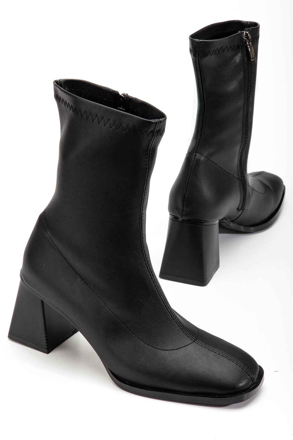 Ayakkabı Aşkı Hc-2700 Siyah Streç Topuklu Fermuarlı Günlük Kadın Bot