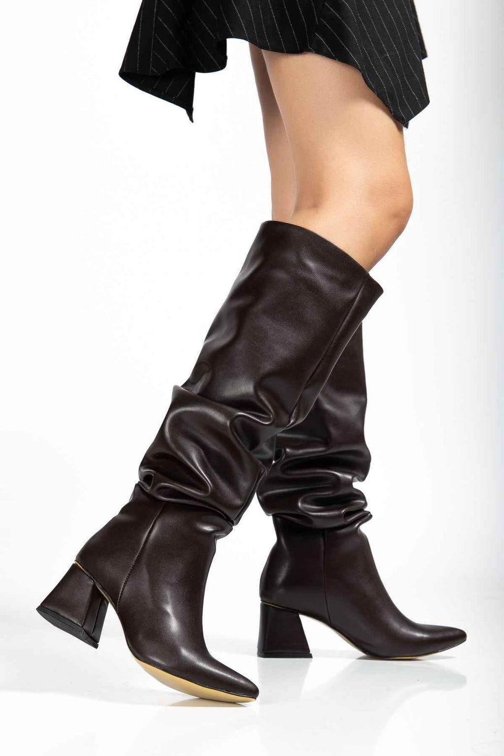 Ayakkabı Aşkı Syt-2002 Kahve Körüklü Kalın Topuklu Günlük Bayan Çizme