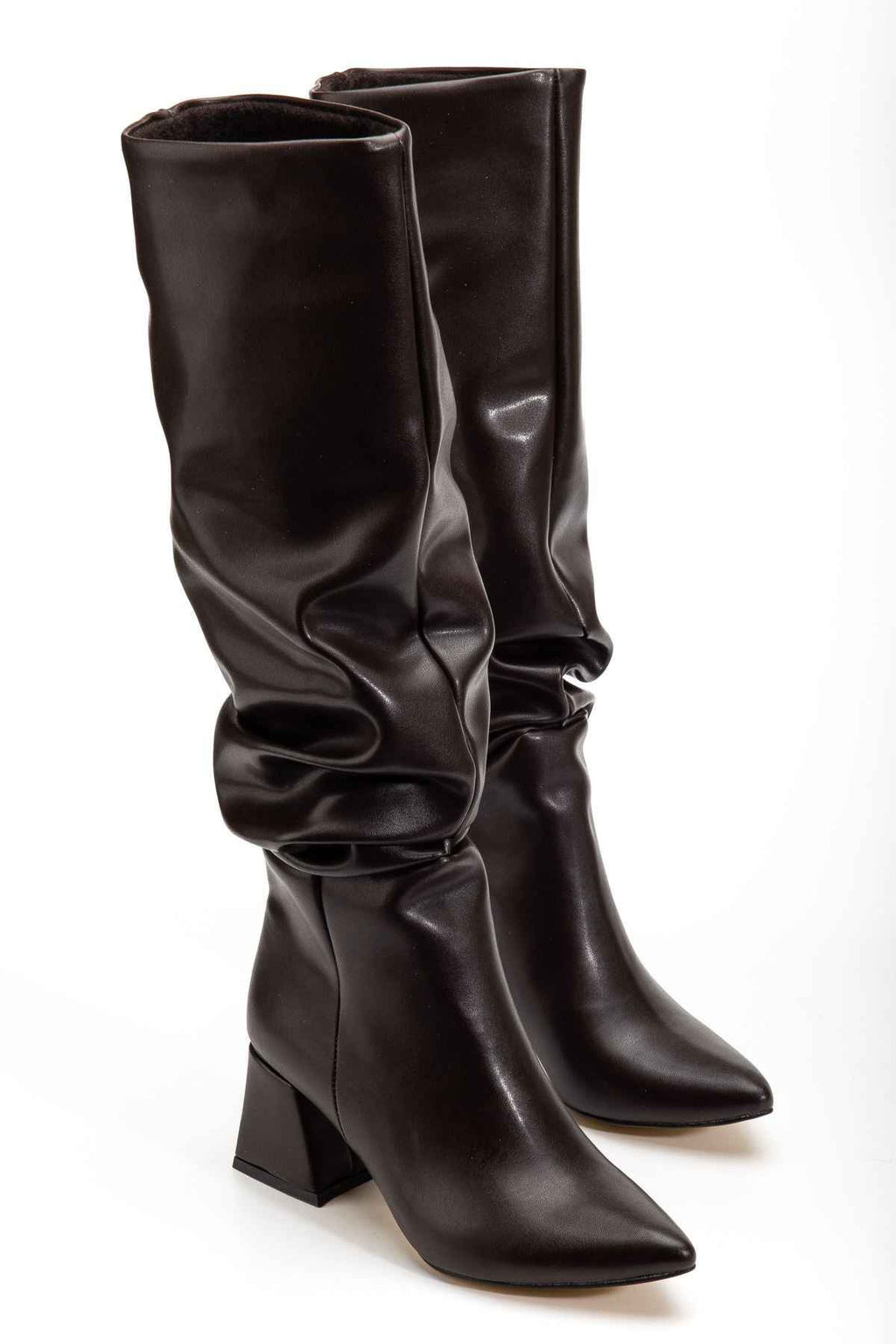 Ayakkabı Aşkı Syt-2002 Kahve Körüklü Kalın Topuklu Günlük Bayan Çizme