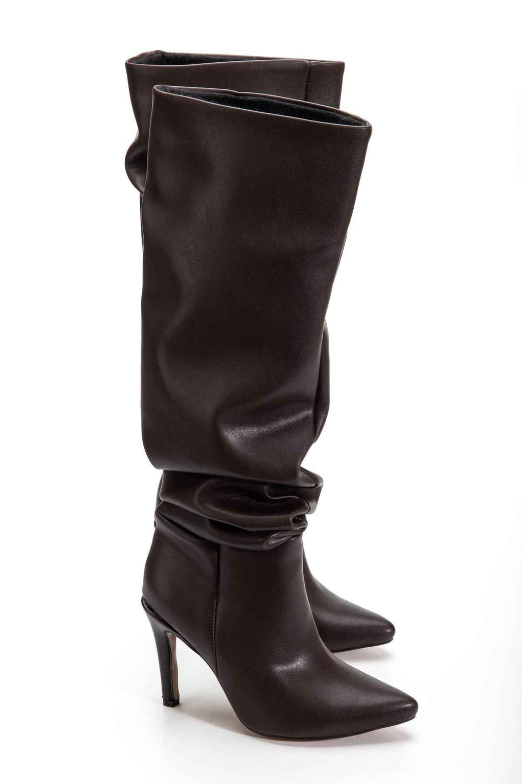 Ayakkabı Aşkı Syt-2003 Kahve Körüklü Ince Topuklu Günlük Bayan Çizme